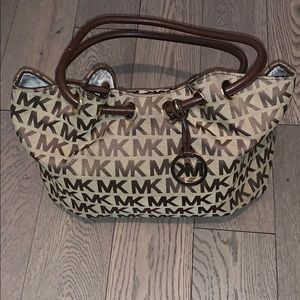 Michael Kors canvas drawstring tote